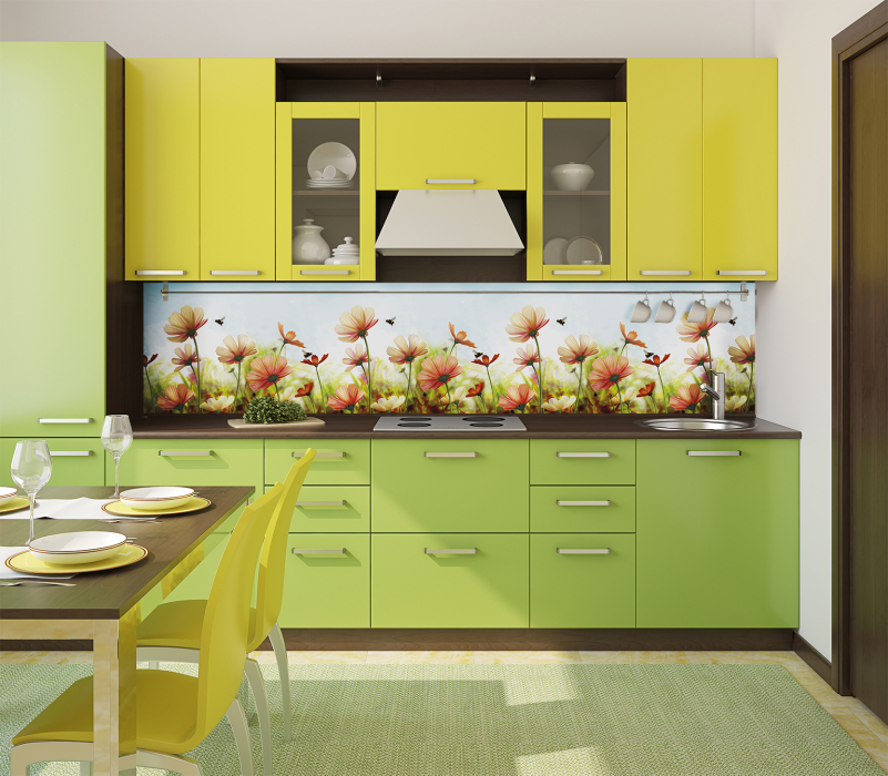 Стеновые панели из АБС-пластика, Кухонный фартук Пчелки 2000x600x1.5 мм глянец