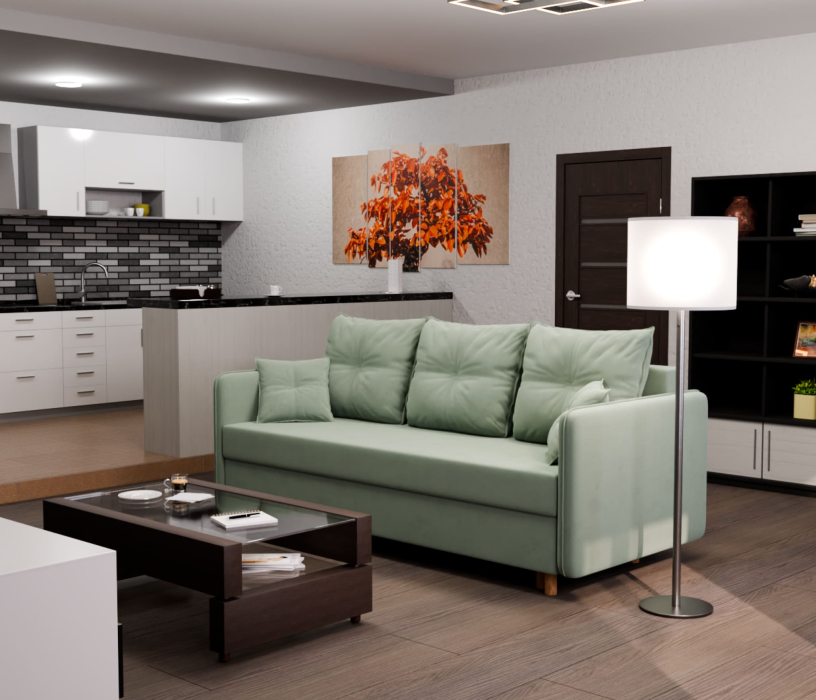 Диваны еврокнижки, Прямой диван Лотос,еврокнижка,велюр